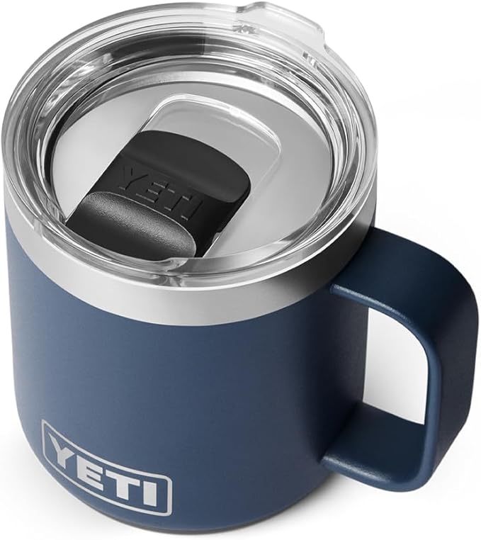 YETI Rambler 10 oz Ceramic Lined Stackable Mug, Vacuum Insulated, Stainless Steel with MagSlider Lid, Navy by YETI