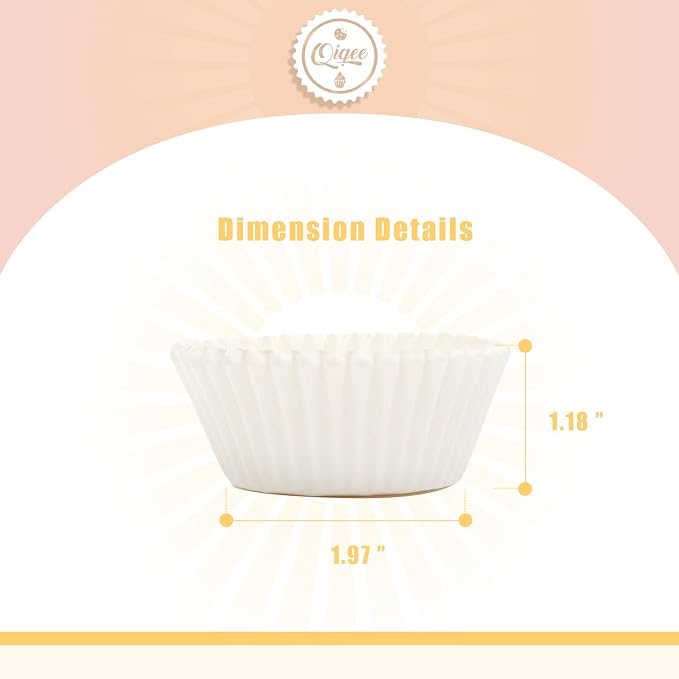 qiqee White Cupcake Liners, 600 Count, Standard Size - Image 2