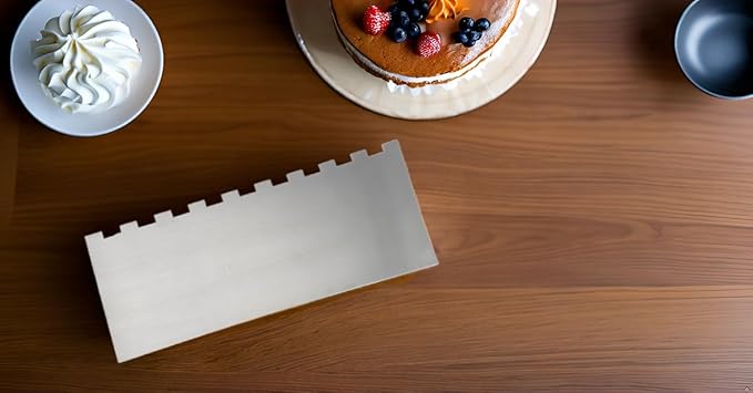 Cake Scraper Smoother 10 inch, Stainless Steel Metal Icing Smoother for Tall Cake Decorating #2 Stripe Edge Layering