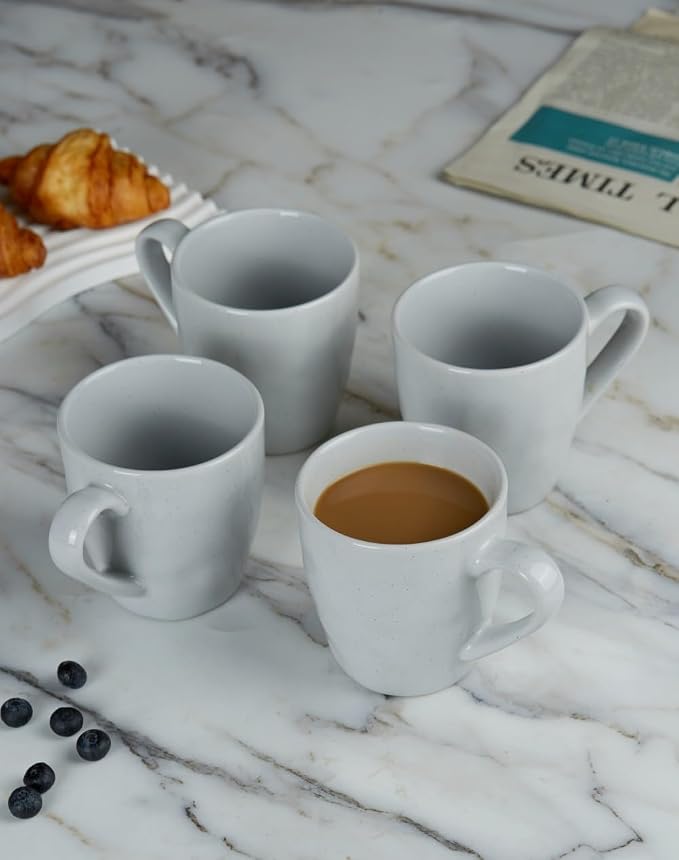 famiware Mars 4 Pieces Coffee Mug, 14oz Tea Mug, Catering Mugs with Handle for Coffee, Tea, Cocoa, Milk, Light Gray - Image 7