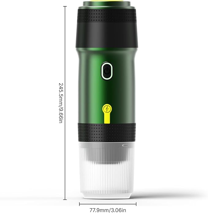 Portable Coffee Maker 3 in 1 Cordless Electric Coffee Machine Compatible with Capsule and Ground Coffee, Cold Brew and Heating, Mini Travel Coffee Maker with 120ml Cup, USB (Green) - Image 9