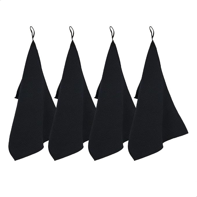 watchget Microfiber Cleaning Cloth,Barista Micro Towels 4 Pack Black | Microfiber Barista Espresso Towel Espresso Machine Cloths;Steam Wand Cloth;Kitchen Cleaning Cloth Waffle Weave(12"x12") by watchget
