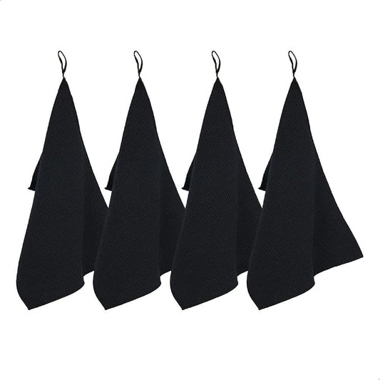 watchget Microfiber Cleaning Cloth,Barista Micro Towels 4 Pack Black | Microfiber Barista Espresso Towel Espresso Machine Cloths;Steam Wand Cloth;Kitchen Cleaning Cloth Waffle Weave(12"x12") by watchget