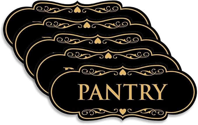 Designer Pantry Sign (Black Gold) - Large (5 Pack) by SignsByLITA