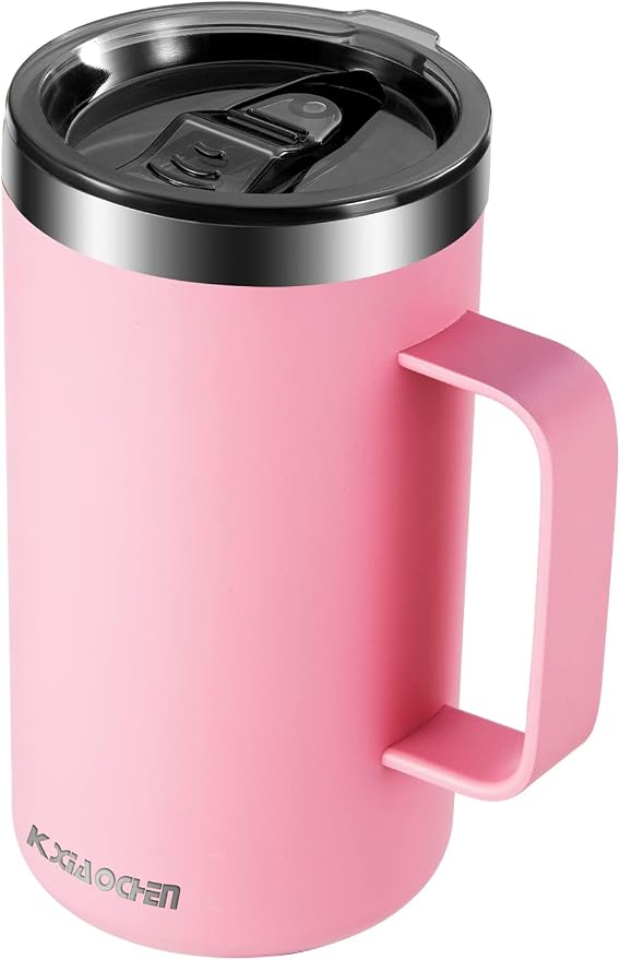 KXIAOCHEN 20 oz Insulated Coffee Mug, Coffee Cup with Lid and Wide Handle | 18/8 stainless steel, 6+ hours hot or 12+ hours cold, wide mouth, no-sweat exterior, for office, work, home and camping by KXIAOCHEN