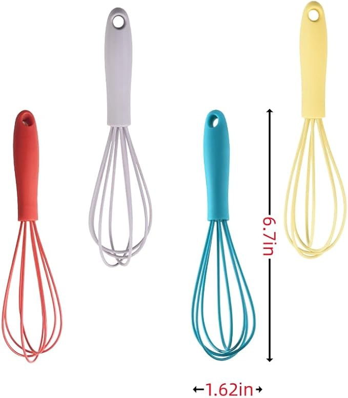 6Pcs Silicone Whisk, Mini Whisk Set, Small Whisks For Cooking, Hand Milk Frothers, For Non-Stick Cookware,Egg Beater Perfect For Blending,Whisking,Beating,Frothing & Stirring (Gray)