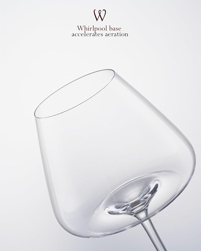 Hand-Blown 23.5OZ Crystal Wine Glasses Set of 4 for Pinot Noir, Burgundy, Bordeaux, Large Lead-Free Crystal Glasses with Unique Bottom Design for Red, White Wine, Big Oversized Glasses - Image 4