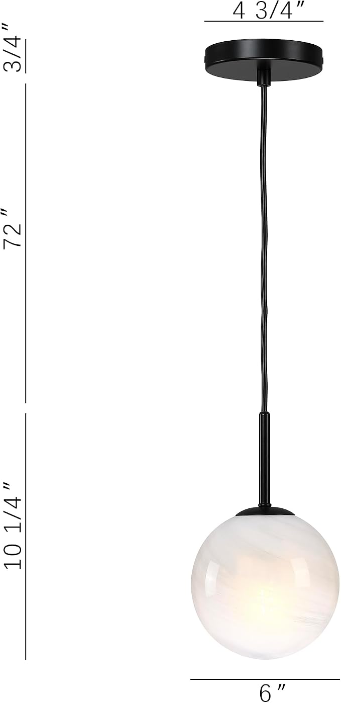 3-Pack Milky Globe Pendant Light Handcrafted Marble Glass Shade Chandelier Mid Century Single Pendant Light Kitchen Island Dining Room Lighting Fixtures Ceiling Hanging - Image 2