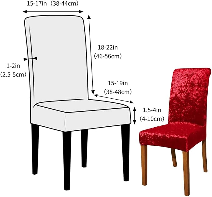 FORCHEER Chair Covers for Dining Chairs Set of 4,Velvet Burgandy Stretch Dining Room Chair Cover Kitchen Parsons Chair Slipcovers (Pack of 4, Velvet Burgandy) - Image 5