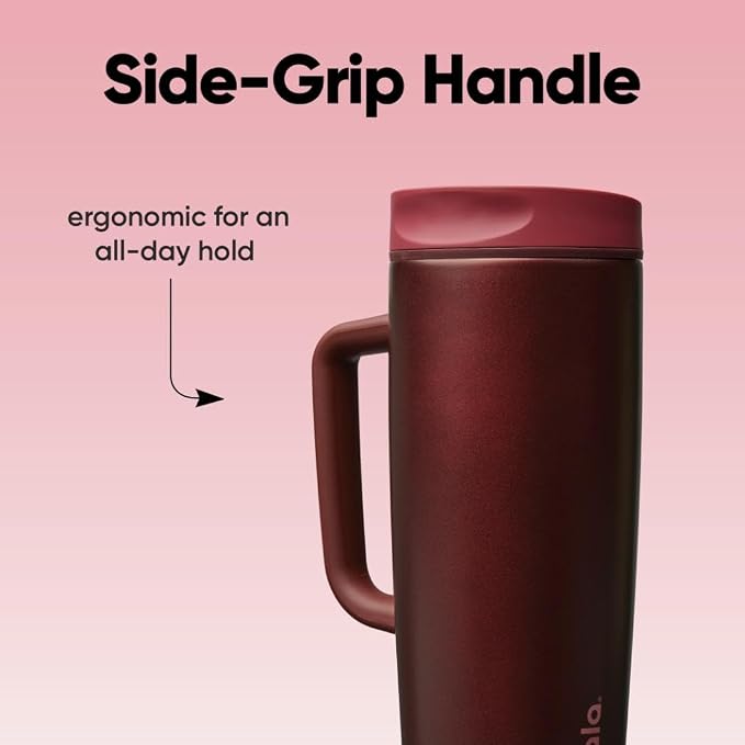 Owala SmoothSip Slider Stainless Steel Insulated Travel Mug with Handle, 100% Leak Proof, For Hot and Cold Drinks, Travel Friendly with Sliding Lock Lid, BPA Free, 24 oz, Black Cherry - Image 6