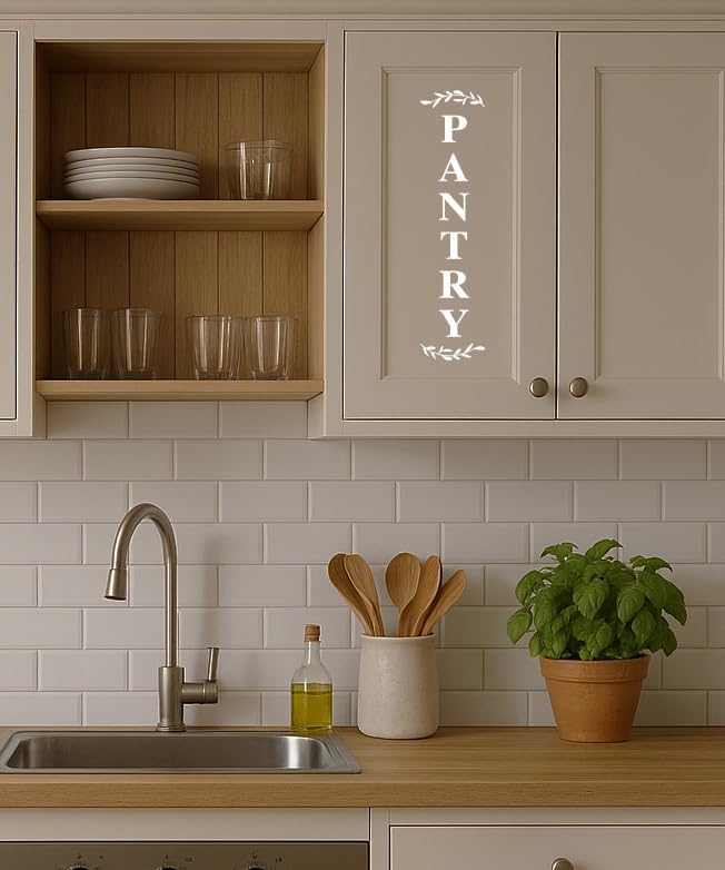 Generic Pantry Room Decal, Kitchen Pantry Sticker, White, Vinyl, Vintage, Rectangular, 17.7 x 4.3 in - Image 3