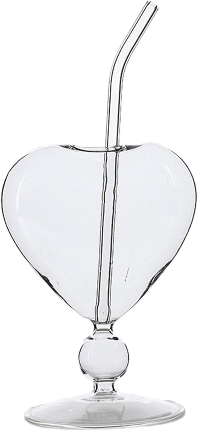 Heart Shaped Cocktail Glass Drink Mug Wine Glass Cup Tumbler Handmade Glassware Thickened Glass Heat Resistant Dishwasher Safe Suitable for Home bar by Unknown