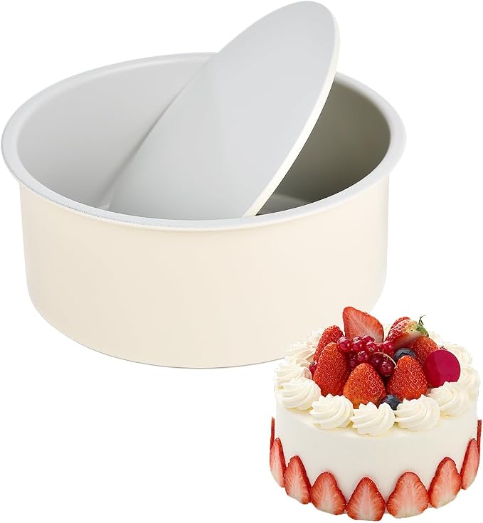 6 inch Cake Pan with Removable Bottom Carbon Steel Round Shaped Cheesecake Tin Nonstick Chiffon Cake Mould for Baking - Cream Color by Guowall