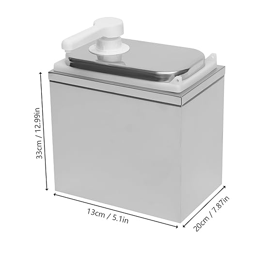 Sauce Pump Dispenser, 2L/2.11QT Stainless Steel Squeeze Ketchup Dispenser Pump with Inside Box, Commercial Condiment Pump Station, Syrup Station Container for Home Kitchen Hotel Milk Tea Coffee Shop