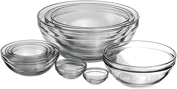 Anchor Hocking 10 Piece Mixing Bowl Set, Nesting Serving Bowls & Mixing Bowls (1 oz, 2 oz, 4 oz, 6 oz, 10 oz, 16 oz, 1 Qt, 1.5 Qt, 2.5 Qt, 3.5 Qt) by AnchorHocking