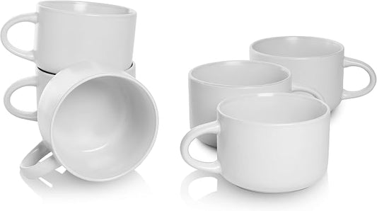 10 Strawberry Street Wazee Matte 4.75"/22 oz Oversized Mug, Set of 6, White by 10StrawberryStreet
