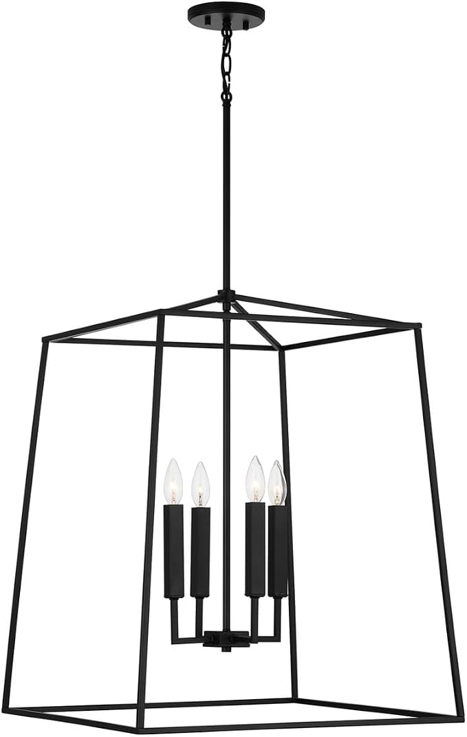 Capital Lighting 537643MB Thea Lantern Foyer Pendant, 4-Light 240 Total Watts, 28" H x 22" W, Matte Black - Image 5