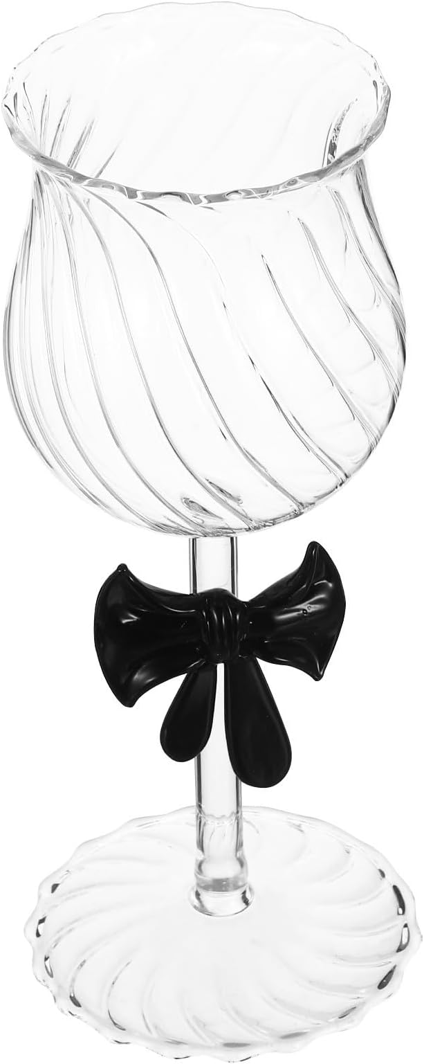 Zerodeko Ml Decorative Glass Wine Glass with Bow Accent, Elegant Stemmed Goblet to Preserve Wine Temperature, for Romantic Weddings and Valentine's Day Celebration Glassware by Zerodeko