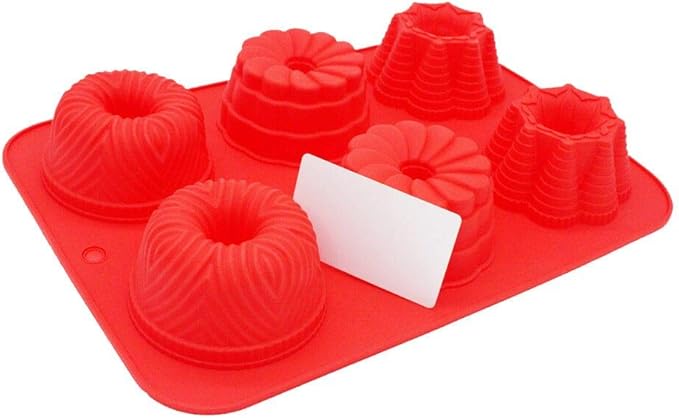 X-Haibei 6-Cup Round Silicone Baking Pan Mold for Mini Cakes, Jello, Ice Cream, Soap & Candy | Non-Stick, Flexible, Easy Release