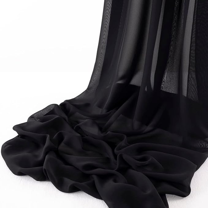 Pack of 10 | Black |14ft Chiffon Table Runner 29x170 Inches Long Romantic Rustic Sheer Gauze Runner for Wedding Bridal Shower Birthday Banquets Engagement Spring Easter Boho Decorations - Image 8