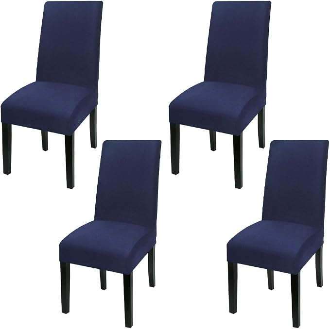 Fuloon Dining Chair Slipcover, Stretch Parson Chair Protector for Home | Solid Deep Blue, Set of 6, Super Fit, Stretch, Removable, Washable, Suits for Hotel, Dining Room, Ceremony, Banquet Party by Fuloon