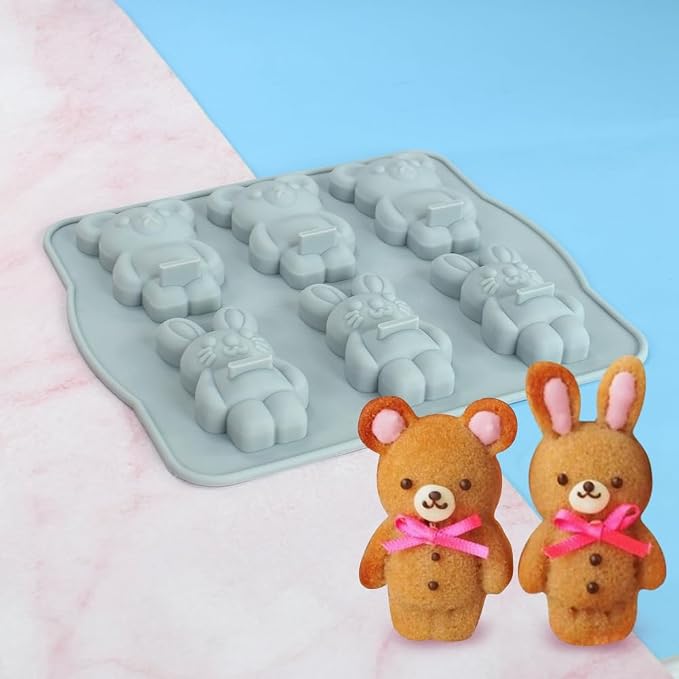 Candy Animal Silicone Mold Rabbit Bear Shape Chocolate Soap Cake Decorating DIY Kitchenware Bakeware Ice Mold Baking Tools (Rabbit Bear R_7.92 X7 X0.76 inch) - Image 7