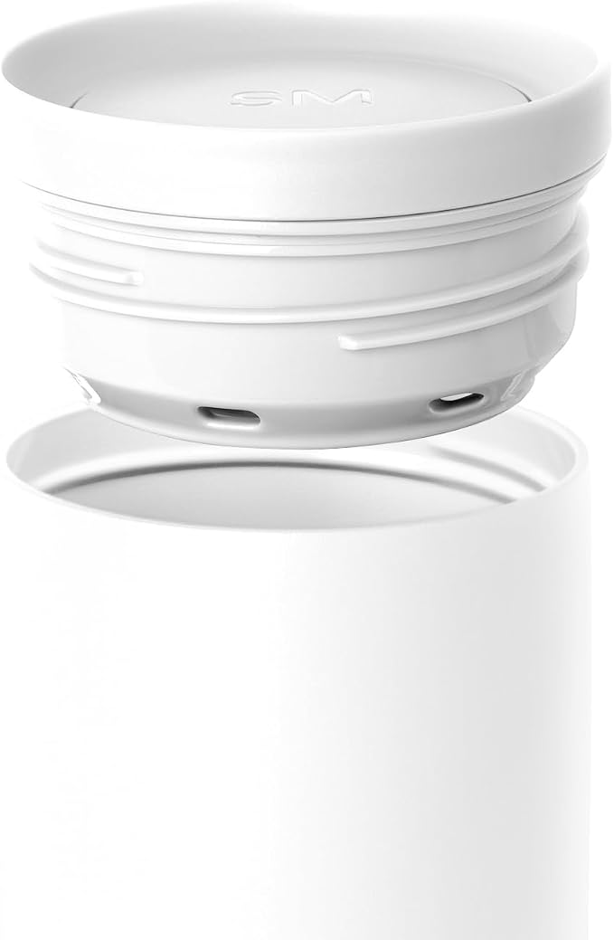 Simple Modern Insulated Travel Coffee Mug 360° Lid | 16oz | White | Voyager Ceramic-Lined Insulated Stainless Steel Coffee Tumbler, Iced Coffee Cup, Mug with Lid | Fits Cupholder, Winter White - Image 3