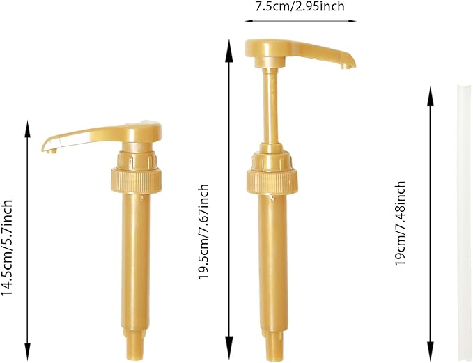 6 Pack Gold Coffee Syrup Pumps, Syrup Dispensers for Coffee Bar, Leak-Proof Universal Bottle Fit Drink Mixer Pumps, Press-Type for Liquid Sweetener, Syrup & Honey