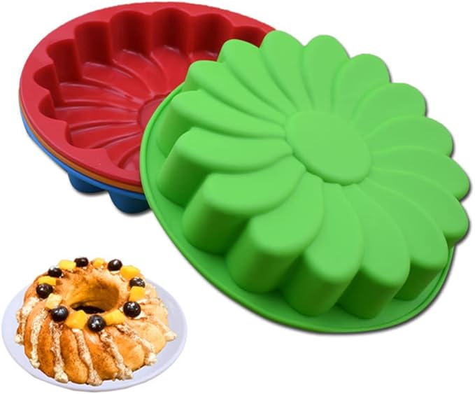 LABRIMP Thickened Large Silicone Cake Pan Flower Shaped Baking Mold for Birthday Cakes and More Flexible Non-stick Design Safe for Oven and Microwave Use Random Color - Image 7