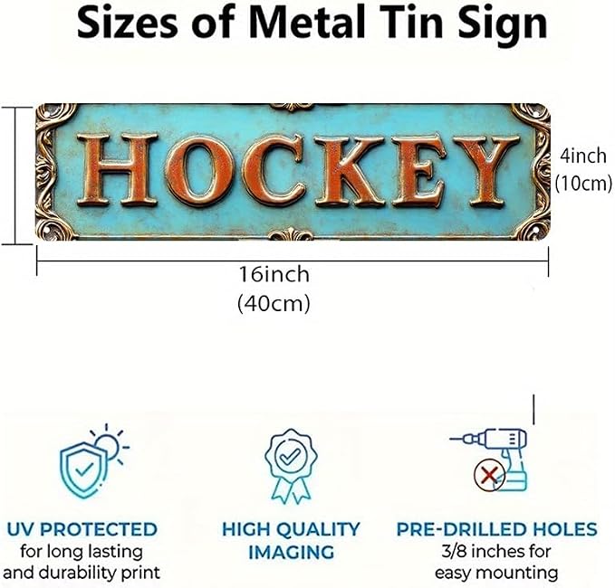 Bar Sign Bar Gifts Vintage Metal Wall Decor Sign"HOCKEY" Street Sign Funny Man Cave Decor Accessories for Home, Bar, Bathroom, Bedroom 4 X 16 inches - Image 4