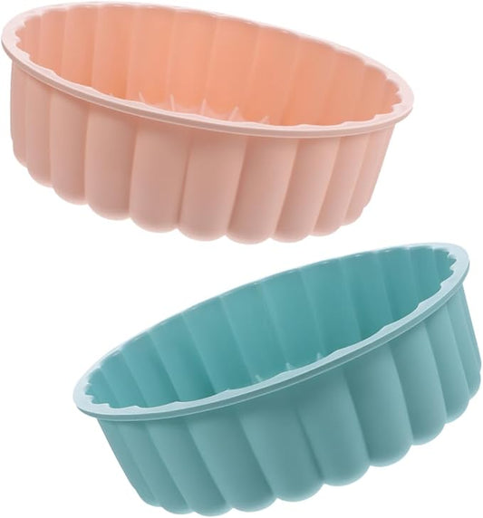 SECFOU 2pcs Round Silicone Cake Pan Non-stick Flower Shaped Molds for Cheesecake Brownies Tarts and Pies Food-grade High-temperature Resistant up to Pink and Lake Blue by SECFOU