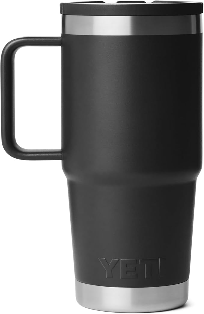 YETI Rambler 20 oz Travel Mug with Flip Straw Lid – Stainless Steel, Vacuum Insulated, Leakproof, Cup Holder Friendly, Black - Image 5