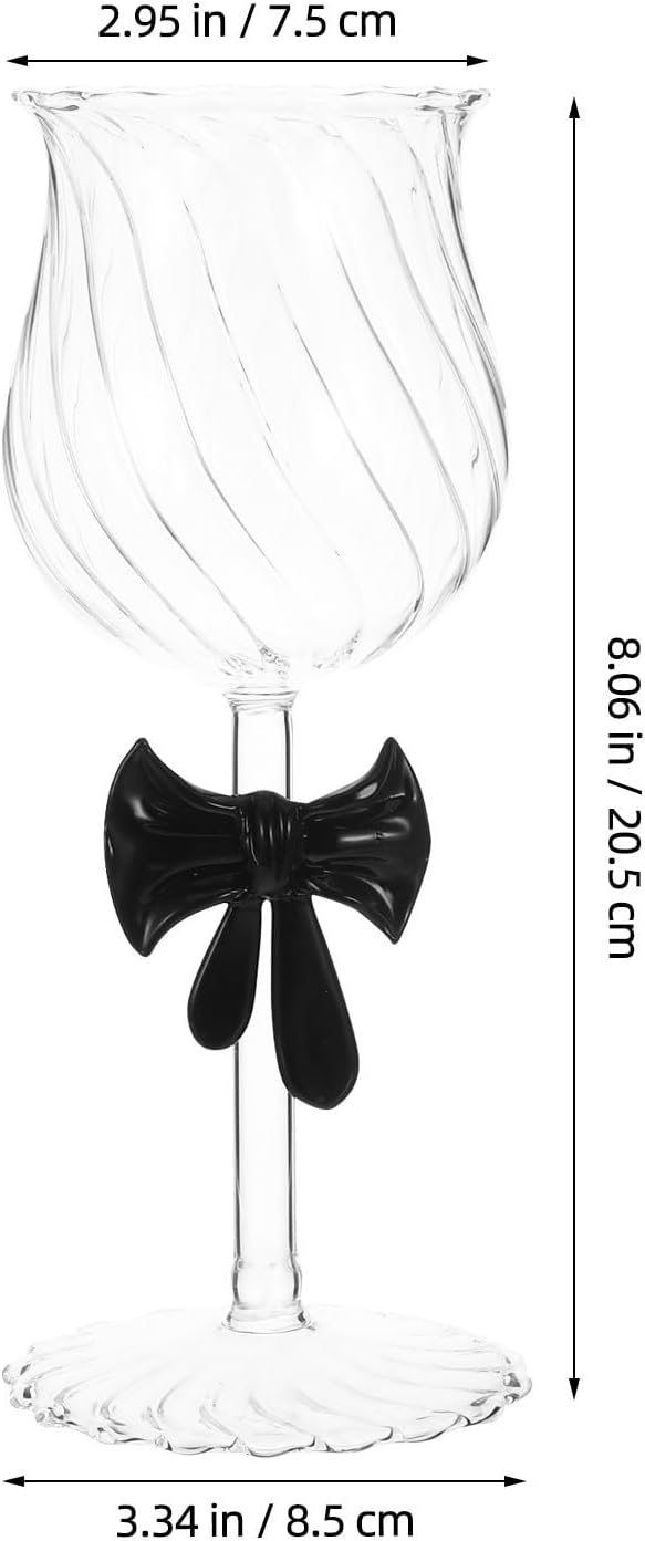 Ml Glass Wine Glass with Bow Accent for Romantic Events and Valentine's Day Elegant Vintage Stemmed Goblet to Enhance Celebration Glassware Collection - Image 2