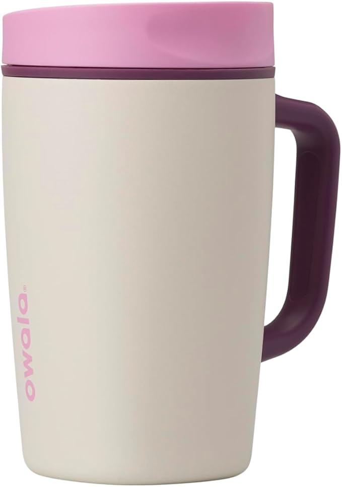 Owala SmoothSip Slider Stainless Steel Insulated Travel Mug with Handle, 100% Leak Proof, For Hot and Cold Drinks, Travel Friendly with Sliding Lock Lid, BPA Free, 12 oz, Daybreak by Unknown