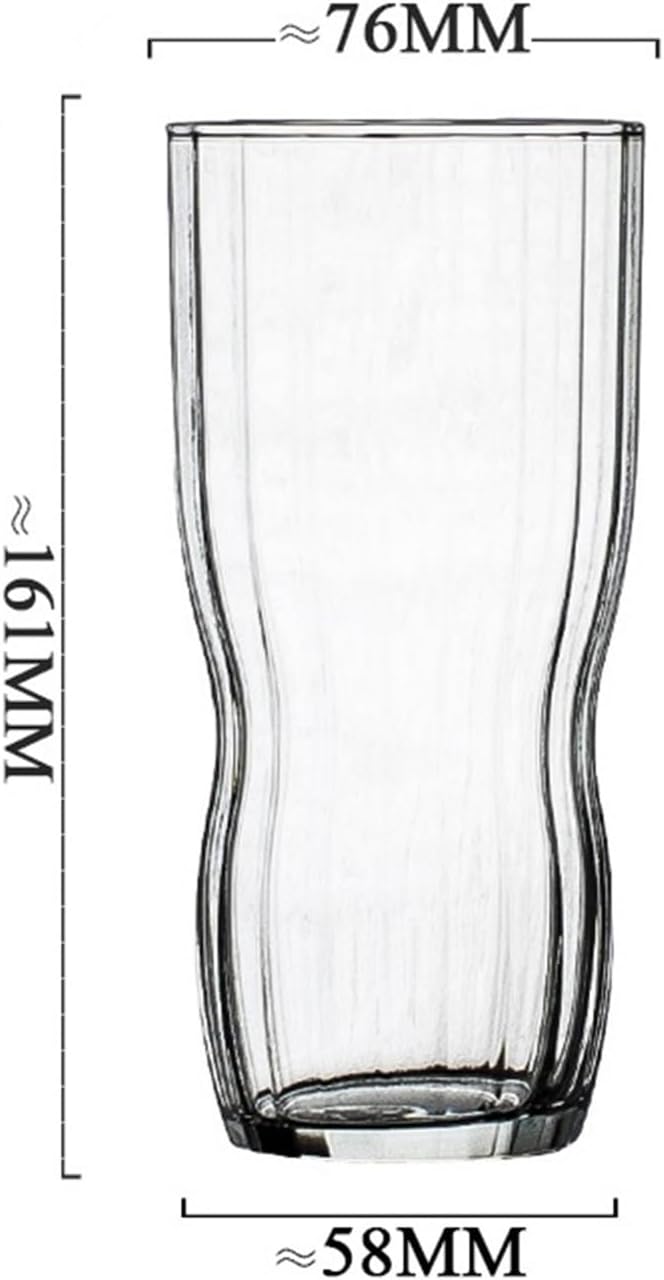 Tea Cup Clear Lead-free Drinking Glasses Ribbed Glassware Water for Cocktails(Large) - Image 2