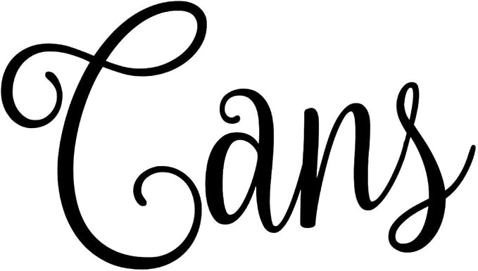 Cans 3.5w x 2h Label | Home Kitchen Organization | Die Cut Vinyl Decal | Black Fancy Font (Sticker Only) by MinglewoodTrading