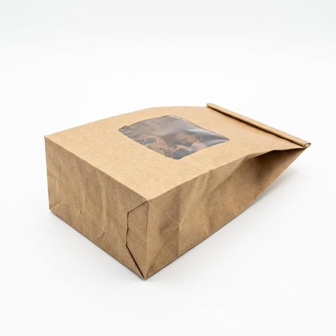 AwePackage Compostable Natural Kraft Paper Tin Tie Bag with Window (100, 14-16 oz) - Image 5