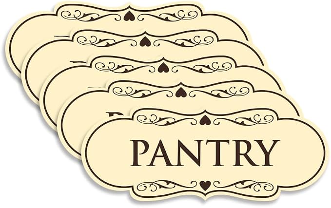 Designer Pantry Sign (Ivory/Dark Brown) - Medium (5 Pack) by SignsByLITA
