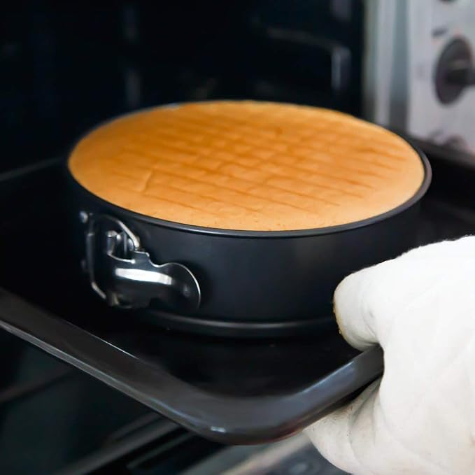Mingcao 9 Inch Springform Pan, Nonstick Cake Pan, Heavy Duty Cheesecake Pan, Ice-Cream Cake Pan, 2 in 1 with Removable Bottom and Quick-Release Latch for Oven Baking - Gray - Image 4