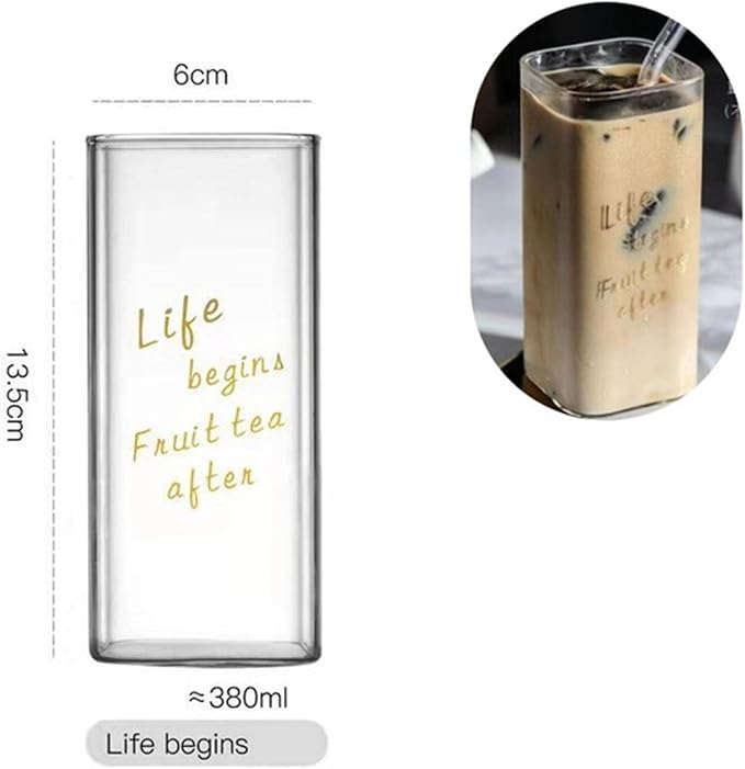 Square Drinking Glasses Glassware Transparent Milk Mug Container Heat Resistant Water Bottle for Coffee Party Home Kitchen, Like Begin High, Optional - Image 5