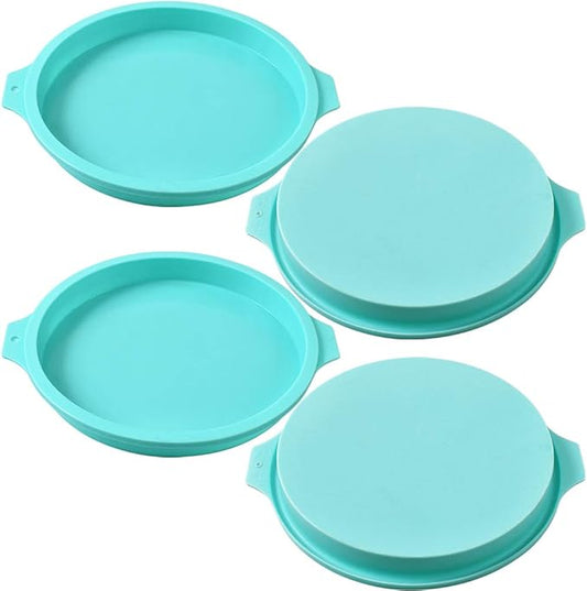 Newk Silicone Round Cake Mold, 4 Packs 8 Inch Silicone Disc Like Mold for Layer Cakes, Cheese Cakes, Rainbow Cakes and Resin Coasters – 8”