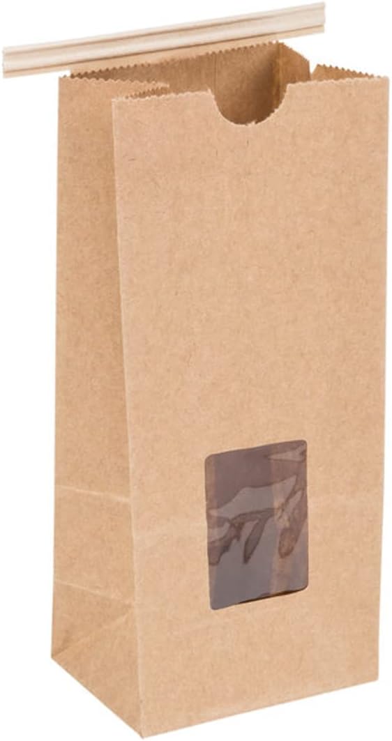 Kraft 1/2 Lb. Tin Tie Bakery Bag w/Square Window - 50 Pack by Premium Tin Ties by A1+Bakery+Supplies