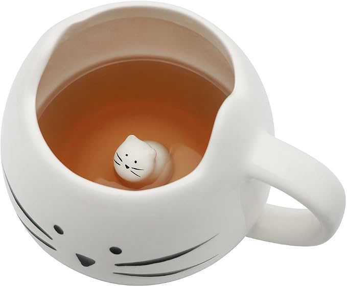 Koolkatkoo Cute Cat Coffee Mug for Cat Lovers Women Girls Ceramic Kitty Water Mugs 12 oz Small Cup White by Koolkatkoo