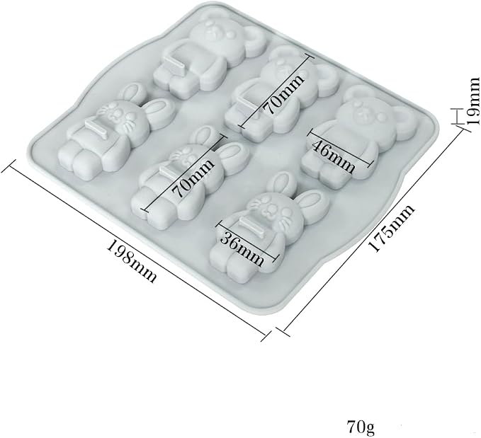 Candy Animal Silicone Mold Rabbit Bear Shape Chocolate Soap Cake Decorating DIY Kitchenware Bakeware Ice Mold Baking Tools (Rabbit Bear R_7.92 X7 X0.76 inch) - Image 5