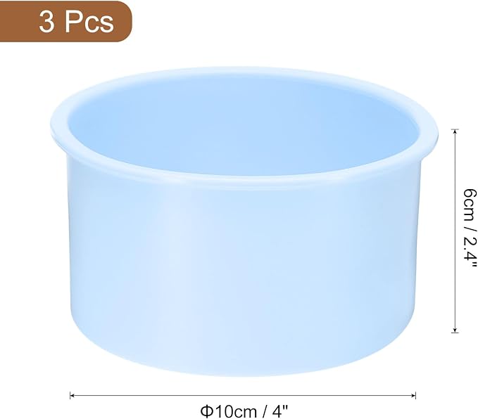 uxcell 3-Piece Round Cake Pans, 4-Inch Silicone Molds for Baking, Nonstick & Quick Release Circle Pans for Layer, Smash & Cheese Cakes - Light Blue - Image 2