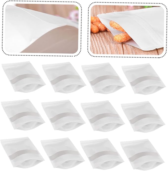 PRETYZOOM 50pcs Kraft Paper Stand Pouch Window for Snack Packaging Resealable Food Bags for Storing Cookies Nuts and Candy -sealing Design Airtight - Image 5