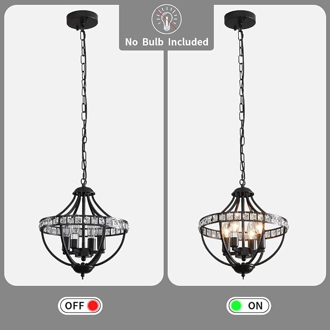 c Chandeliers，Farmhouse Ceiling Chandelier Rustic Vintage Black Pendant Hanging Lighting for Dining Room Living Room Entryway Kitchen Island Bedroom Foyer Lighting（4-Light） - Image 4