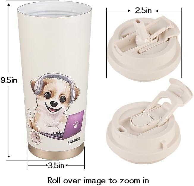 Funkrin Coffee Travel Mug with Flip Lid, 16oz Insulated Tumbler Cup with Ceramic Coating, Double Wall Vacuum Leak-Proof Tumbler for Office School Party Camping - Image 7