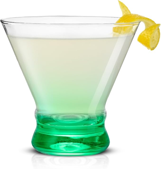 JoyJolt Hue 7.5oz Martini Glasses, Cocktail Glassware Set of 6, Colored Glass Base, Stemless Drinking Glasses for Margarita, Bar, Shrimp Cocktail, Juice - Image 3