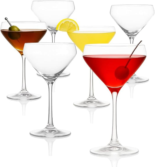 LEMONSODA Hand Blown Nick & Nora Crystal Martini Glasses, Set of 6 | Glassware for Manhattan, Cosmopolitan, Espresso Martini, Lemon Drop & Dirty Martini, Inspired by 1930s Cocktail Culture by LEMONSODA